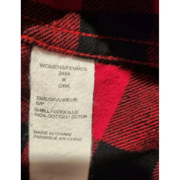 WOOLRICH Women's Flannel Pemberton Cotton Button Front Red Black Check Small - Picture 7 of 8